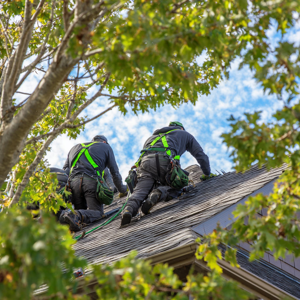 weapon2460_shot_of_roofers_working_on_house_roof._Workers_are_w_8523ba83-a372-416a-bfd8-7f14dfa1d463
