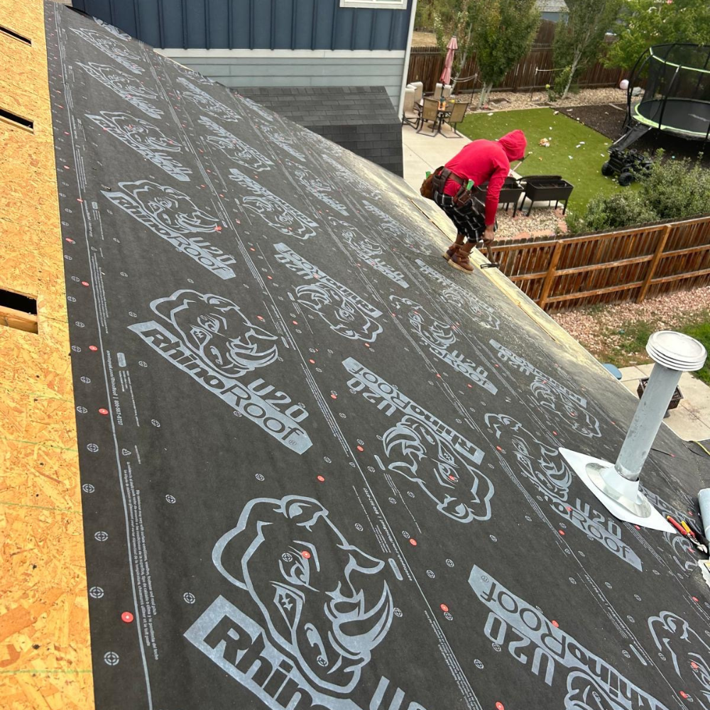 roof underlayment installation using RhinoRoof U20 before asphalt shingle placement