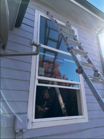 Exterior window & scaffolding – inspection in progress