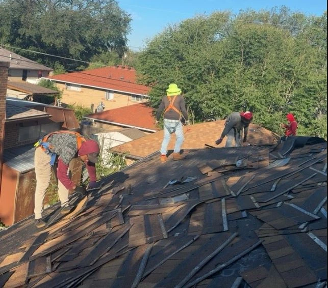 Roof Tear-Off in Progress