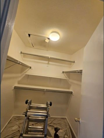 Interior closet – built-in shelving and light fixture