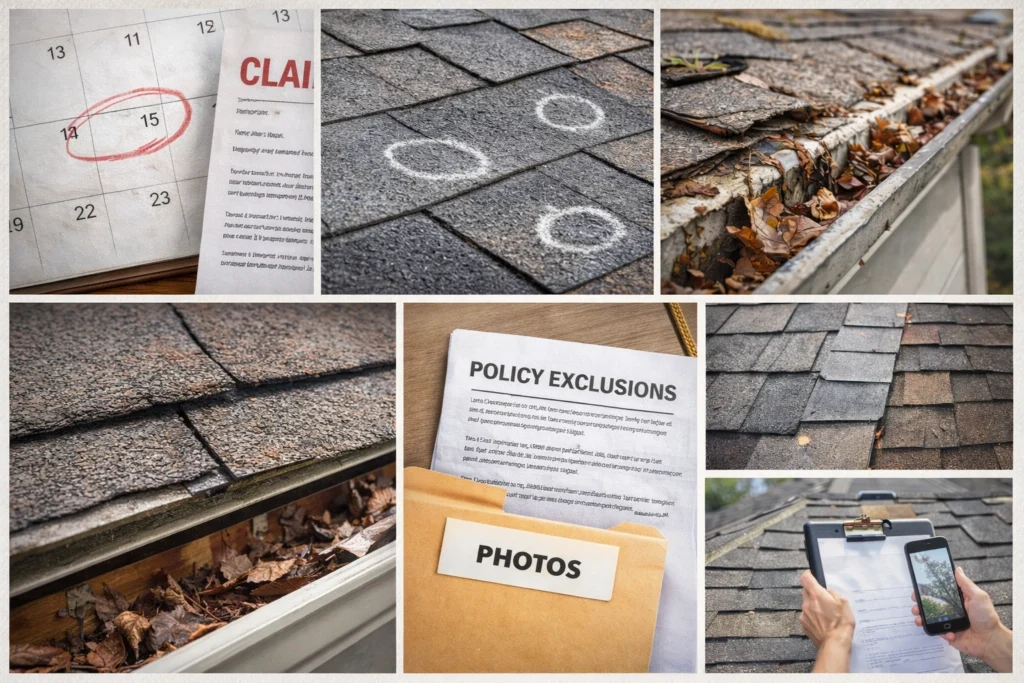 Top reasons roof insurance claims are denied collage